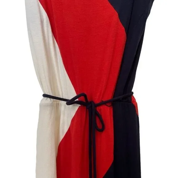 Three Dots Red, White, and Blue Color Block Hi Lo Dress size S - Picture 6 of 13